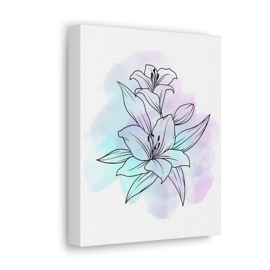 8 X 10 "Lillies"  Canvas Wrapped Wall Art  - NO FRAME Needed